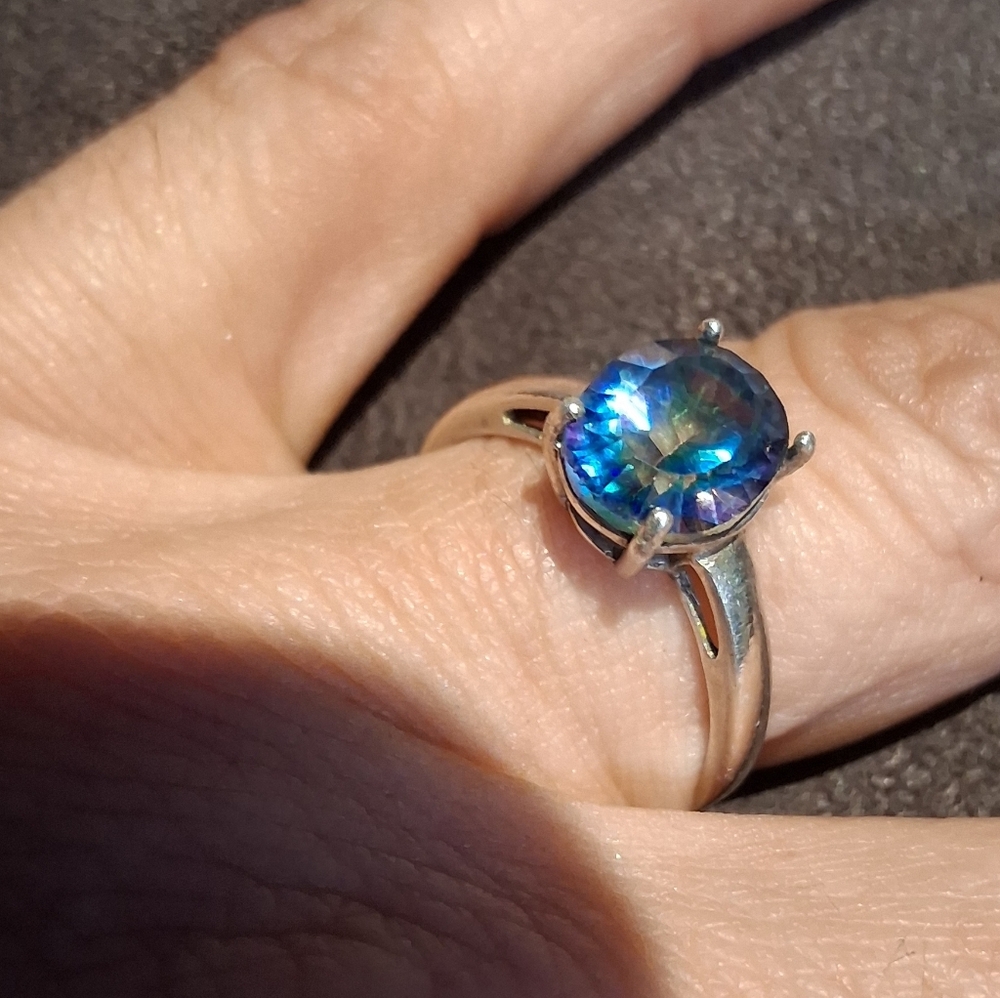 Sterling Silver Blue Mystic Topaz Solitaire Ring